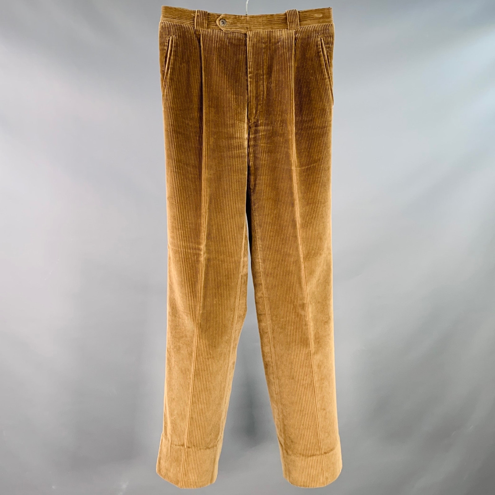 Wilkes Bashford Size 28 Brown Tan Corduroy Pleated Casual Pants